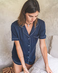 Pijama short corto mujer navy