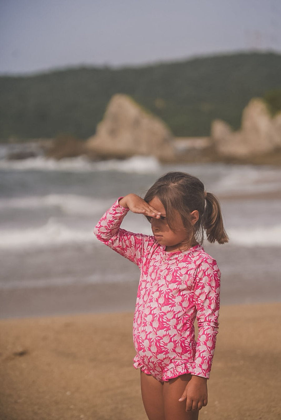 Traje de baños largo tulips rosa