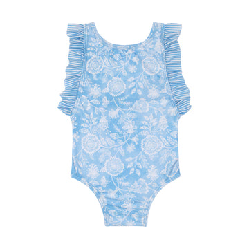 Traje de baño blue flower rayas