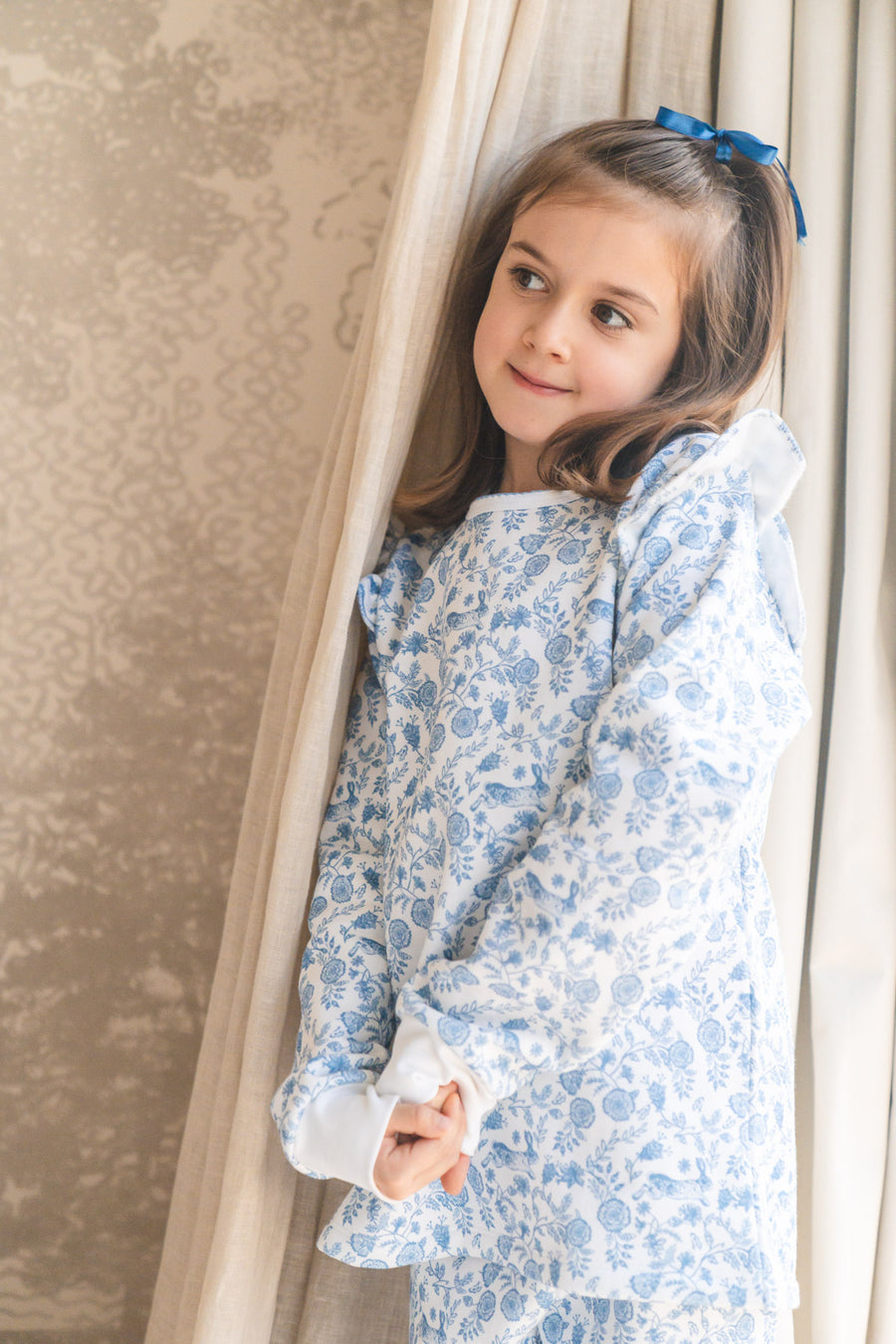 Pijama Kids Franela Conejo flor azul