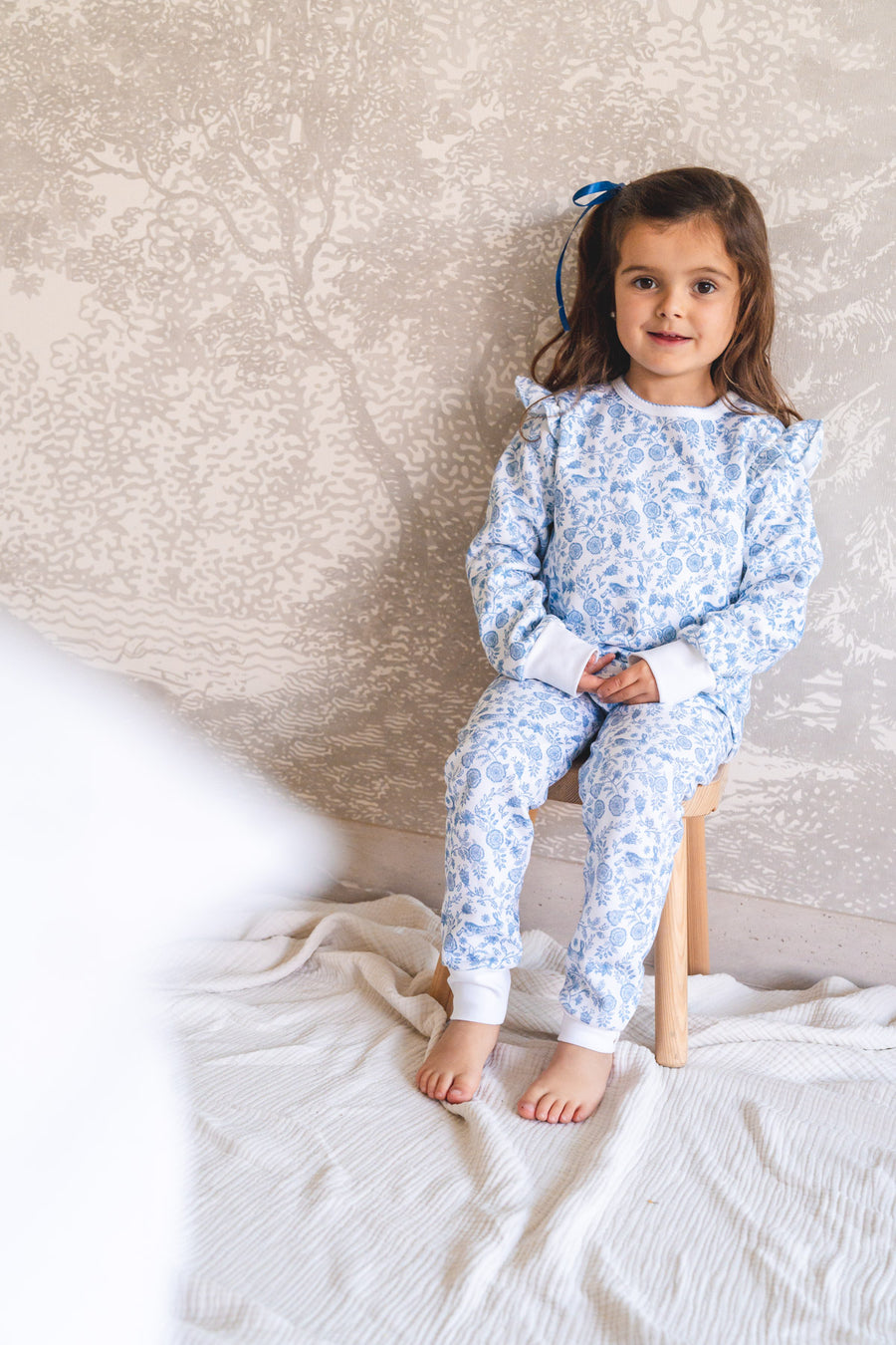 Pijama Kids Franela Conejo flor azul