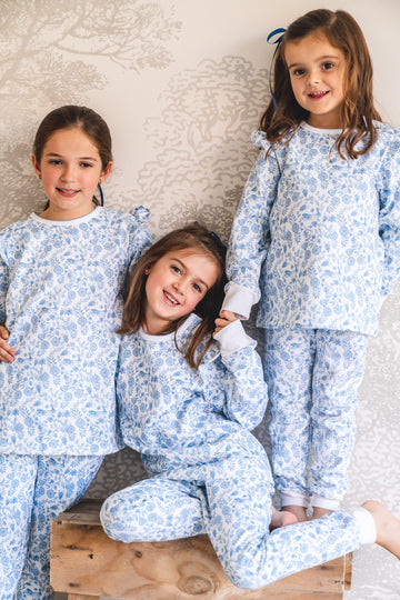 Pijama Kids Franela Conejo flor azul