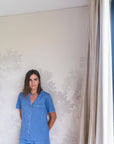 Pijama short corto mujer celeste