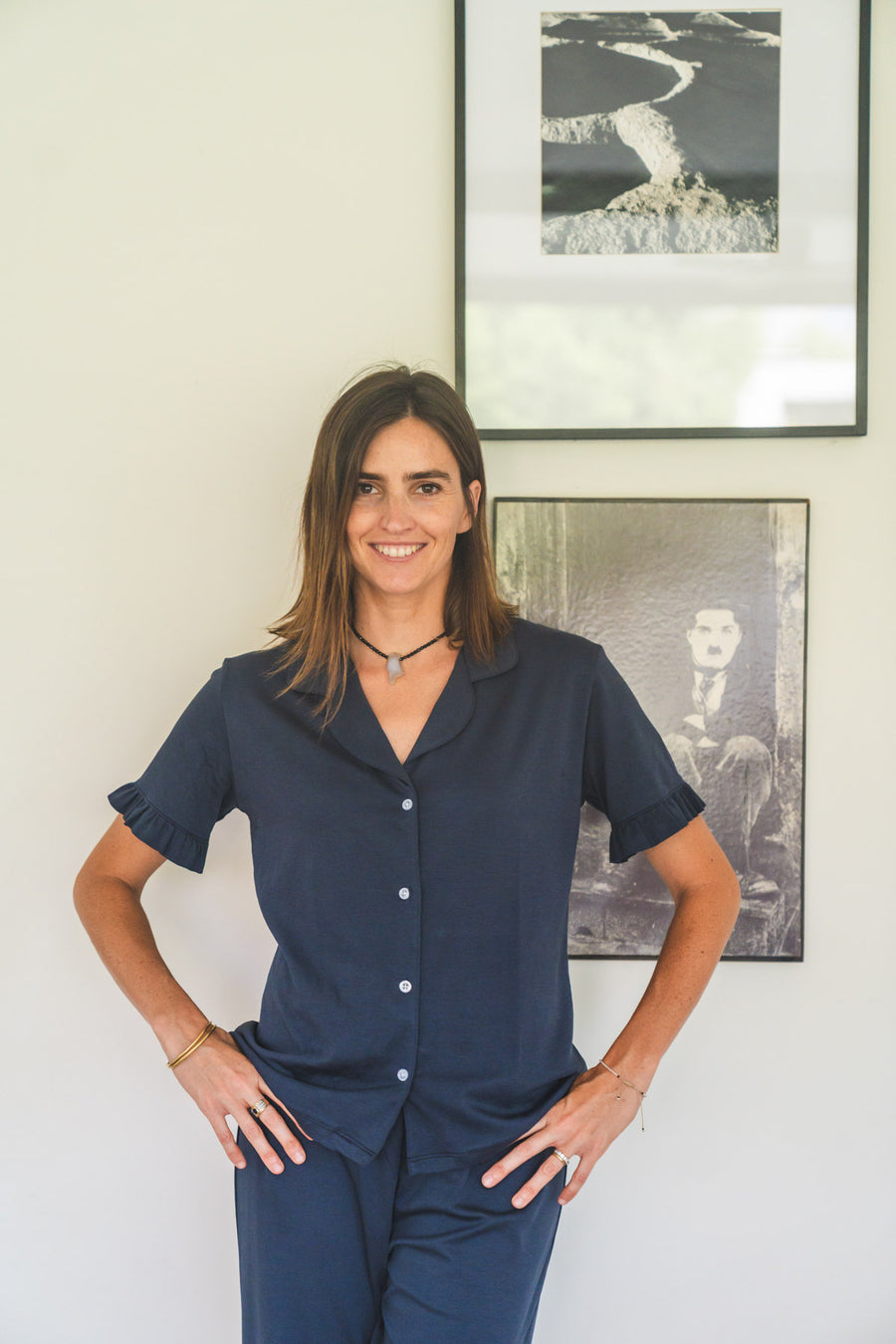 Pijama largo mujer navy vuelos