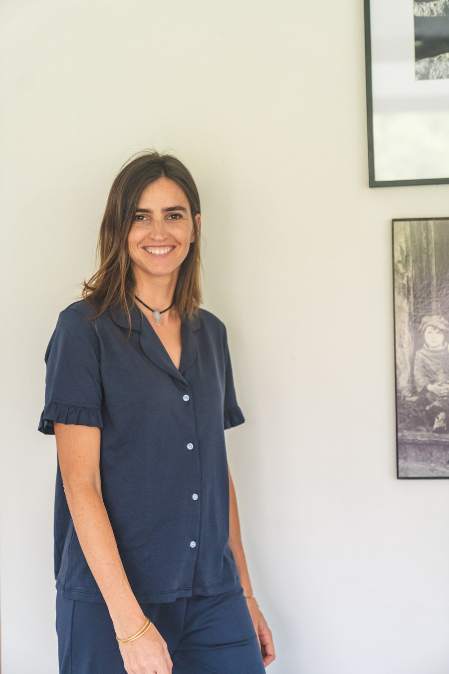 Pijama largo mujer navy vuelos