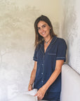 Pijama short corto mujer navy