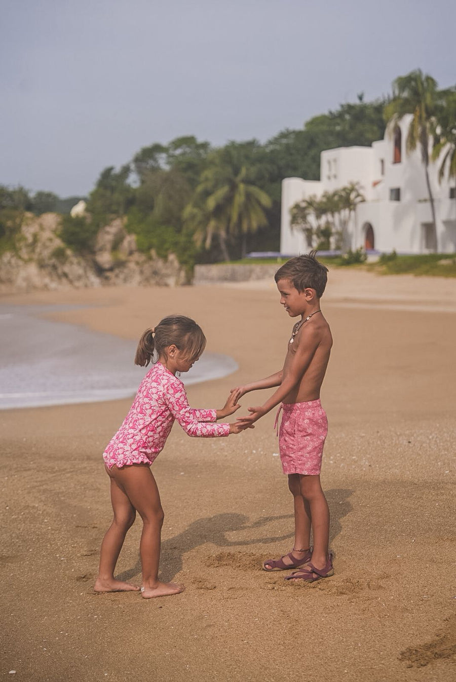 Traje de baños largo tulips rosa