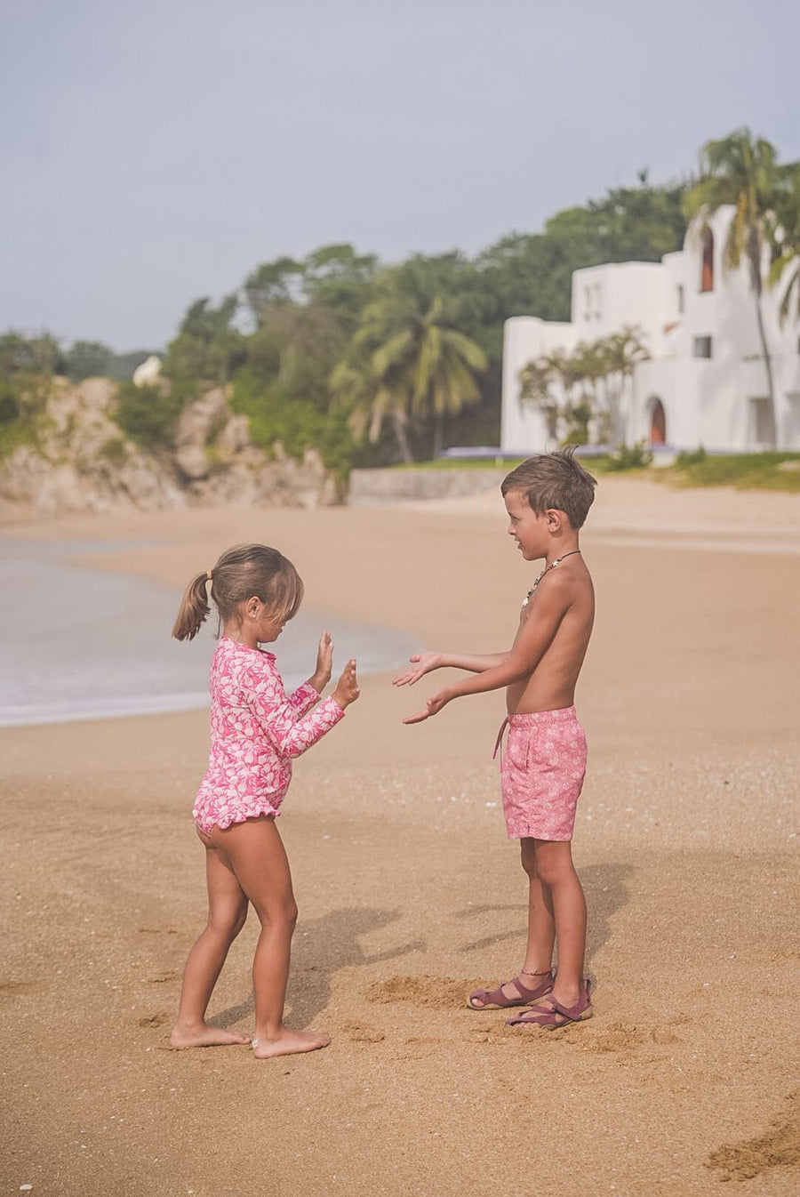 Traje de baños largo tulips rosa