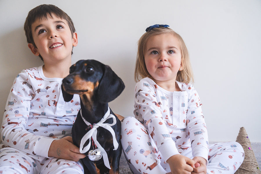 Pijama largo pima perros navideños