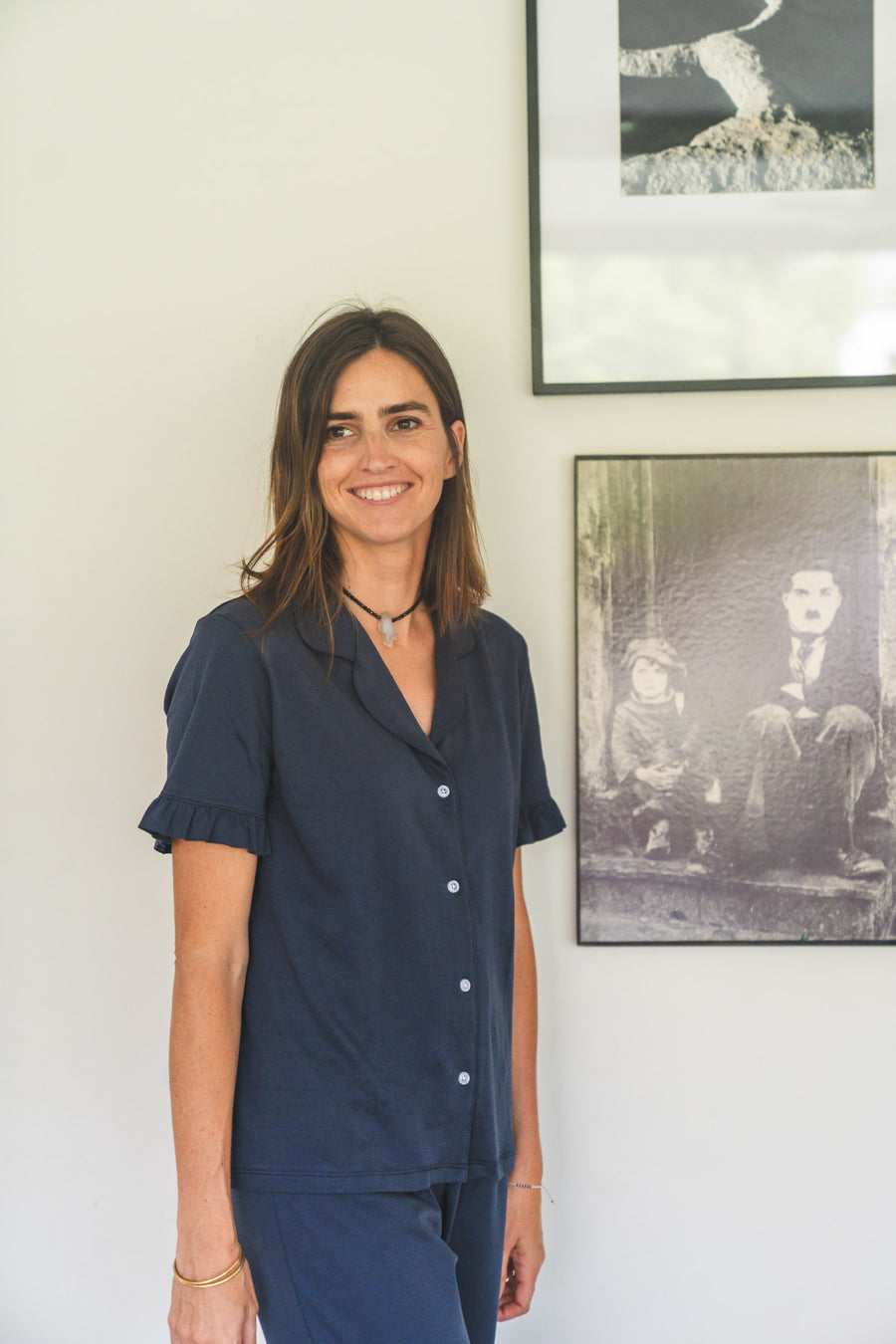 Pijama largo mujer navy vuelos