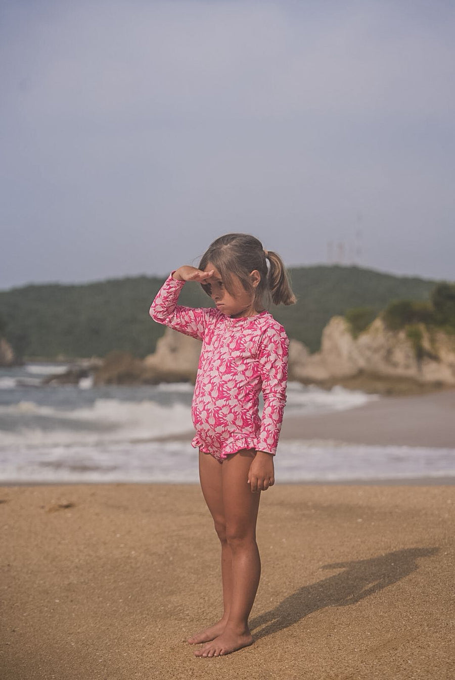 Traje de baños largo tulips rosa