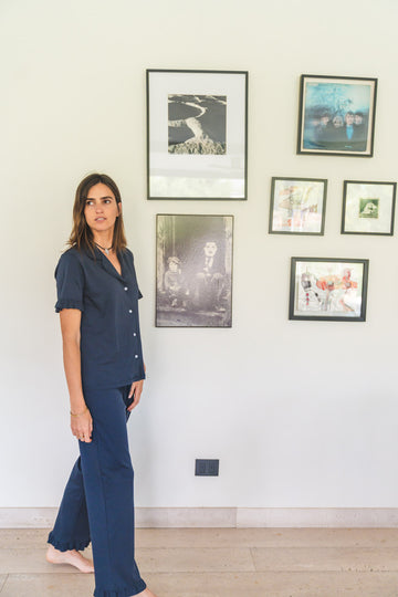 Pijama largo mujer navy vuelos