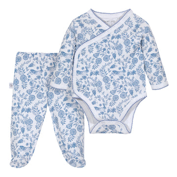Conjunto conejo flor azul