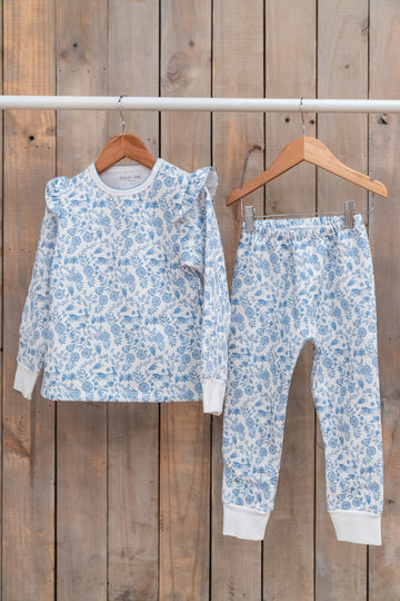 Pijama Kids Franela Conejo flor azul