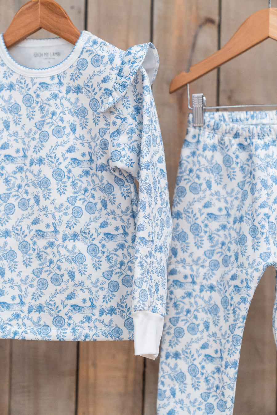 Pijama Kids Franela Conejo flor azul