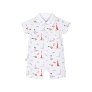 Enterito corto cuello camisa focas y faros