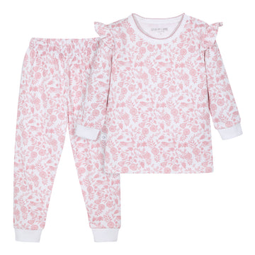 Pijama pima conejo flor rosa largo