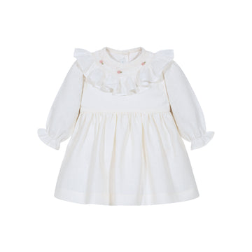 Vestido Cuello Payaso Lino Blanco