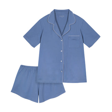 Pijama short corto mujer celeste